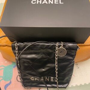 Chanel Black Quilted Crossbody Bag with Silver Chain